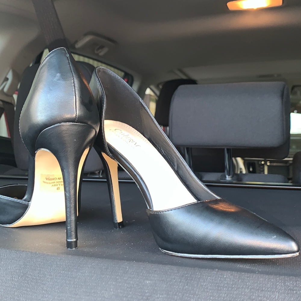 Catherine Malandrino Black vegan heels Sz 9 👠